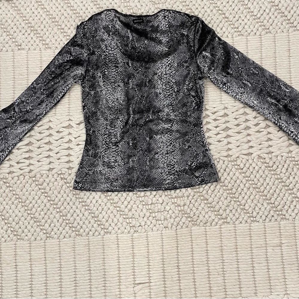Guess Long Sleeve Snakeskin Print Top - Picture 2 of 7